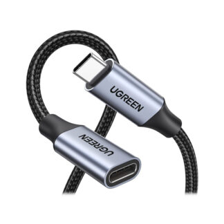 USB-C to USB-C Female Gen 2 Alu Case Braided Extension Cable (1M) - Black