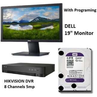 HIKVISION 8 Channels 5MP DVR + WD 4 TB surveillance HDD + DELL 19" Monitor (plug and play, programed Package)
