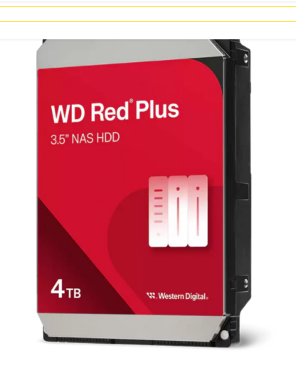 WD Red Plus 4TB NAS Hard Drive - 5400 RPM Class SATA 6Gb/s, CMR, 3.5 Inch - WD40EFPX